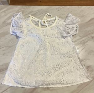 Brand New! White Flutter Sleeve Lace Blouse!